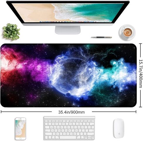 Large Extended Gaming Mouse Pad with Stitched Edges, Non-Slip Waterproof Rubber Base Mouse Pad for Office, Computer, Keyboard, Laptop and Home Desk Pad 35.4 x 15.7 x 0.12 Inch (American Antique Flag) in Saudi Arabia
