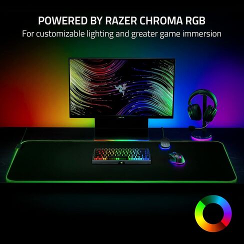 Razer Goliathus Extended Chroma Gaming Mouse Pad: Customizable Chroma RGB Lighting - Soft, Cloth Material - Balanced Control & Speed - Non-Slip Rubber Base - Quartz Pink in Kuwait