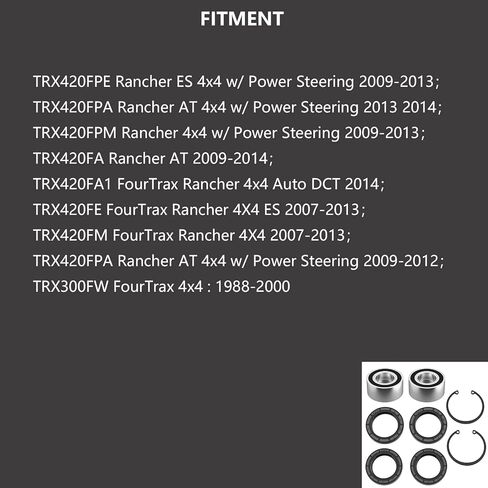 Front Wheel Bearing for Honda FourTrax Rancher TRX420 2007-2014，Replaces # 91051-HC5-003 91051-HC5-004,Dust Seal (40X58X7) Oil Seal (38X50X6),Circlip (50MM) in Saudi Arabia
