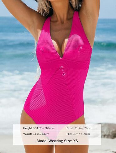 بدلة سباحة نسائية من قطعة واحدة من CUPSHE برقبة على شكل حرف V وتحكم في البطن وظهر متقاطع in Kuwait