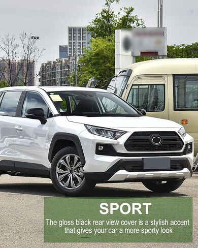 لـ RAV4 2019 2020 2021 2022 2023 2024 غطاء مرآة الرؤية الخلفية الجانبية الخارجية، أغطية قولبة مرآة الرؤية الخلفية الخارجية الرياضية باللون الأسود لسيارة Toyota RAV4- أسود البيانو in Saudi Arabia