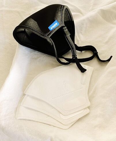 AIR GUARD Premium Structured Reusable Fabric Face Mask with Replacement Liners - Fitted Black in Kuwait