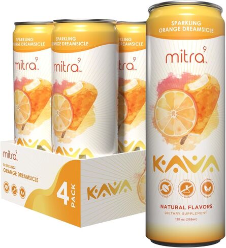 مشروبات MITRA-9 النباتية - مشروب الكافا المتلألئ بالبرتقال Dreamsicle مع مستخلص جذر الكافا - محسن المزاج - نباتي - يعزز الهدوء الطبيعي والوضوح (12 أونصة سائلة) (4) in Kuwait