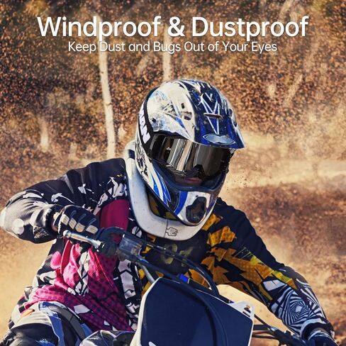 نظارات ATV للبالغين، نظارات Dirtbike للرجال، نظارات الدراجة الترابية للرجال والنساء البالغين والشباب لموتوكروس ATV UTV المضادة للأشعة فوق البنفسجية (أسود) in Saudi Arabia