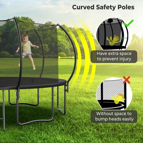 12 14 16FT Trampoline with Slide and Soccer for Kids and Adults, Outdoor Trampolines with Curved Poles, Pumpkin Backyard Trampoline with Slide, Capacity for 5-7 Kids and Adults in Saudi Arabia