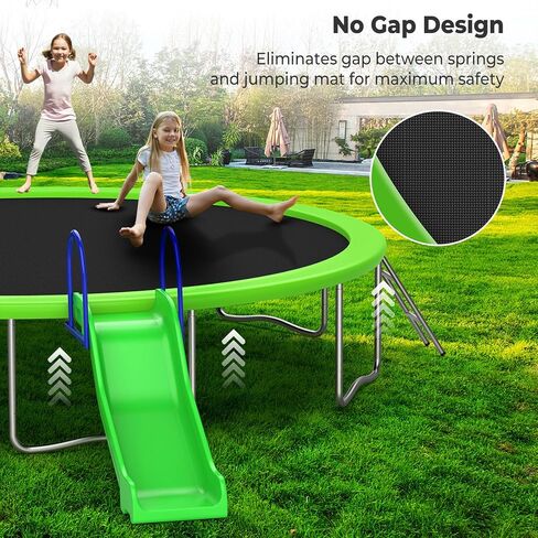 12 14 16FT Trampoline with Slide and Soccer for Kids and Adults, Outdoor Trampolines with Curved Poles, Pumpkin Backyard Trampoline with Slide, Capacity for 5-7 Kids and Adults in Saudi Arabia