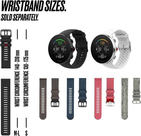 POLAR VANTAGE M - ساعة جري متقدمة ورياضات متعددة مع نظام تحديد المواقع العالمي (GPS) ومعدل ضربات القلب على المعصم (تصميم خفيف الوزن وأحدث التقنيات)، أسود، M-L in Kuwait