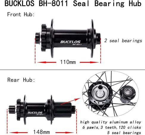 BUCKLOS 27.5/29 inch Thru Axle Boost MTB Wheelset, Front 15 * 110mm Rear 12 * 148mm Disc Brake Mountain Bike Wheel, AL6061 32H 1.9/2.5 Double Wall Clincher Dual, Fit 8 9 10 11 Speed Cassette XC AM DH… in Kuwait