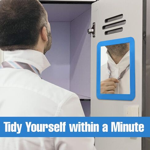 مرآة خزانة مغناطيسية لخزانة المدرسة، خزانة الصالة الرياضية، خزانة المكتب، ورشة العمل أو الثلاجة، مرآة المكياج، 5 بوصة × 7 بوصة (أسود) in Kuwait