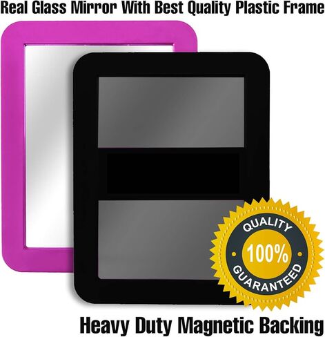 مرآة خزانة مغناطيسية لخزانة المدرسة، خزانة الصالة الرياضية، خزانة المكتب، ورشة العمل أو الثلاجة، مرآة المكياج، 5 بوصة × 7 بوصة (أسود) in Kuwait