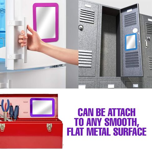 مرآة خزانة مغناطيسية لخزانة المدرسة، خزانة الصالة الرياضية، خزانة المكتب، ورشة العمل أو الثلاجة، مرآة المكياج، 5 بوصة × 7 بوصة (أسود) in Kuwait
