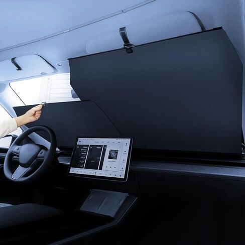 مظلة شمسية للزجاج الأمامي قابلة للسحب مع حجم قابل للتعديل - أقنعة شمسية كبيرة تناسب الزجاج الأمامي لنماذج مختلفة مع أكواب الشفط، وتحجب الأشعة فوق البنفسجية والعزل الحراري للشمس in Kuwait