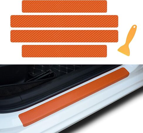 4PCS Car Door Edge Entry Guards, Car Door Sill Protector for Door Edge/Front and Rear Bumper/Door Threshold Anti-Scratch Protection, Universal Car Exterior Accessories for Most Cars (Orange) in Kuwait