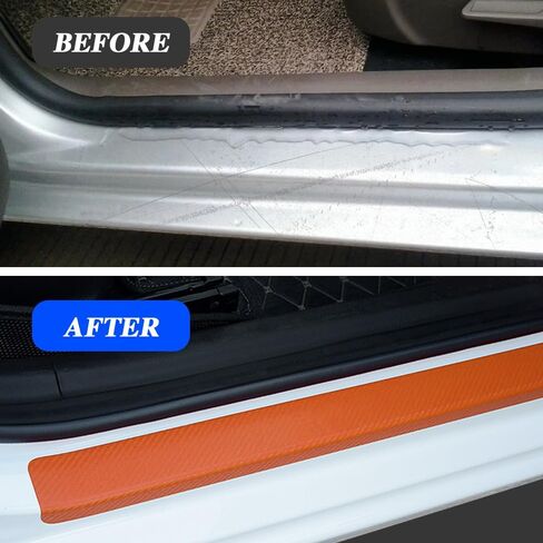 4PCS Car Door Edge Entry Guards, Car Door Sill Protector for Door Edge/Front and Rear Bumper/Door Threshold Anti-Scratch Protection, Universal Car Exterior Accessories for Most Cars (Orange) in Kuwait
