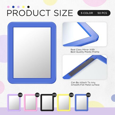 50 Pcs Magnetic Locker Mirror 5" x 7" Small Mirror for Locker Accessories Real Glass Mirror for School Gym Locker Decorations Office Cabinet Bathroom Household Refrigerator Workshop Toolbox in Saudi Arabia