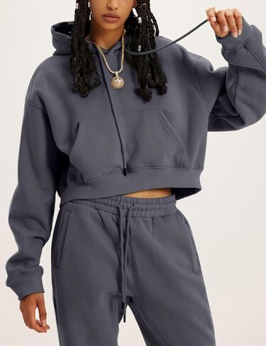 المرأة الصوف 2 قطعة ملابس رياضية المحاصيل مقنعين البلوز البلوز ركض Sweatpants رياضية مجموعة in Saudi Arabia