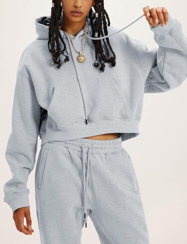 المرأة الصوف 2 قطعة ملابس رياضية المحاصيل مقنعين البلوز البلوز ركض Sweatpants رياضية مجموعة in Saudi Arabia