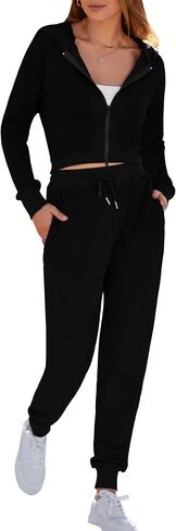 MASCOMODA 2 Piece Outfits for Women Fall 2023 Casual Lounge Sets Hoodie Full Zip Sweatshirt and Long Sweatpants with Pockets in Saudi Arabia