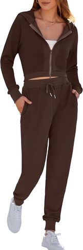 MASCOMODA 2 Piece Outfits for Women Fall 2023 Casual Lounge Sets Hoodie Full Zip Sweatshirt and Long Sweatpants with Pockets in Saudi Arabia