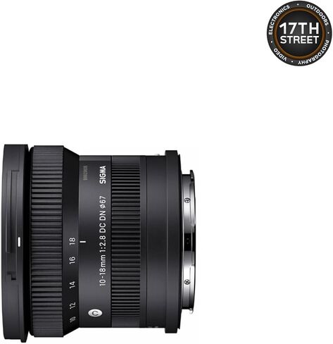 عدسة سيجما 10-18 ملم f/2.8 DC DN Sony E Mount المعاصرة | تكبير بزاوية واسعة جدًا مع فلتر حماية من الأشعة فوق البنفسجية مقاس 67 مم من Tiffen، وحقيبة ظهر لكاميرا Waith وبطاقة ذاكرة Extreme PRO UHS-I SDXC سعة 64 جيجابايت (مجموعة الحزمة) in Saudi Arabia