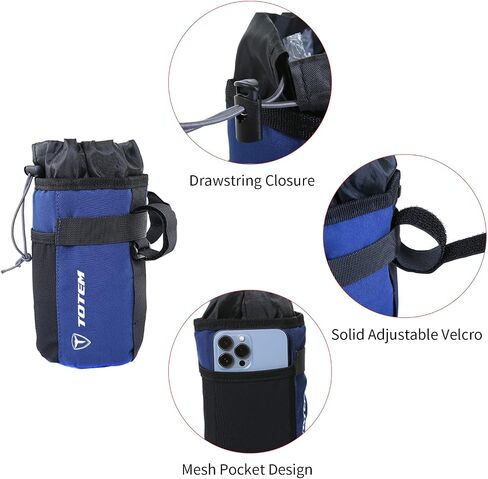 BIKE WORK Bike Cup Holder, Adjustable Bike Water Bottle Holder with Mesh Pockets, Insulated Handlebar Drink Cup Holder, Water Bottle Holder for MTB Road Kids Bikes e-Bike Cruiser Wheelchair Scooter in Saudi Arabia