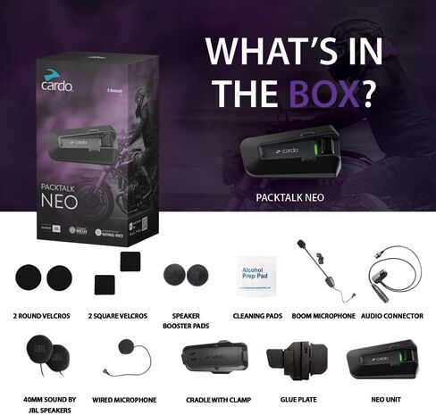 نظام الاتصال الداخلي لخوذة الدراجات النارية Cardo Packtalk Neo، حزمة واحدة، أسود in Kuwait