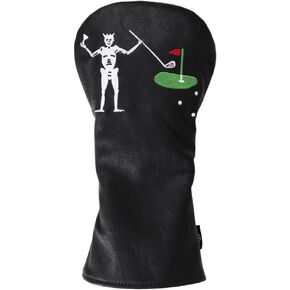 Blackbeard Golf Driver Headcover, Unique Skeleton with Heart Design Golf Accessory, Premium Embroidered Stitching, Nautical History Buffs, North & South Carolina, Durable, Easy to Clean