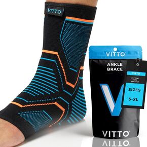 VITTO Ankle Brace for Sprained Ankle - Ankle Compression Sleeve for Men & Women. Ankle Support to Stabalize the Ankle Joint for Injury Prevention and Ankle Sprain Relief (L)