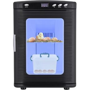 25L Incubator - Portable Reptile Science Laboratory Incubator, Temperature Controlled 10°C-60°C for Small Reptiles, Cooling and Heating Digital Incubator, 12V/110V Black