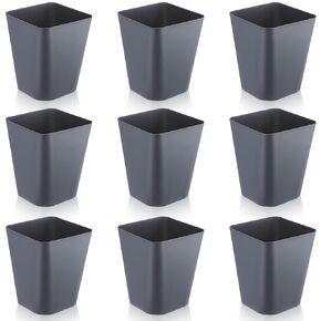 Hoolerry 9 Pieces Garbage Can 2 Gallon Small Trash Cans Bulk Bathroom Trash Bin Plastic Wastebasket Square for Bedroom Slim Bathroom Trashcan Small Container for Kitchen Office Home Rooms(Grey)