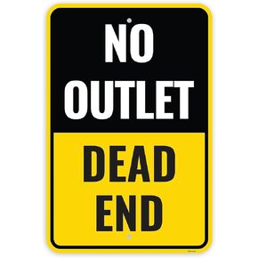 1PC No Outlet Dead End Sign, 18 x 12 Inches - Aluminum