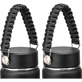 Handles for Hydro Flask Lids, Paracord Handle Replaces Flex Strap on Wide and Standard Mouth Water Bottle Lids Caps, BPA-Free（2Pcs）