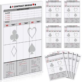 5 Pcs Bridge Score Pads 250 Sheets Bridge Score Notepad Score Keepers Canasta Score Pads Game Scoring Cards Supplies 4.25 x 5.5 Inches