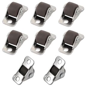 10 Pack Mini Fixed Caster Wheels 1/2 Inch Silent Ball Bearing Small Casters Wheels, Metal Top TPE Rubber Low Profile Caster Wheelsfor Small Appliances,Furniture Drawer, Storage Box (Non Swivel)