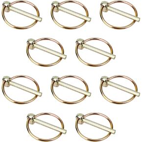 10pcs Heavy Duty Lynch Pin, Linch Pin with Ring Pin Locks Trailer Door Pin Round Carbon Steel Lock Pin Clip for Trailers Farm Tractors Trucks Lawn Mowers