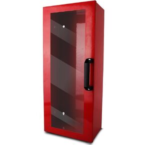 Heavy Duty Fire Extinguisher Cabinet Wall & Surface Mount,St12 Steel Fire Extinguisher Bracket & Mount,Fire Extinguisher Cabinet 10 lb with Handle,for 10lb Dry/5lb Co2 Extinguisher(Single Red Cabinet)