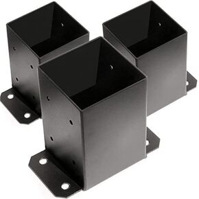 Akenow 4×4 Post Base 4 PCS,Inner Size 3.6"x3.6"Heavy Duty Powder-Coated Post Anchor Matte Black Wood Post Brackets,for Deck Porch Railing Support