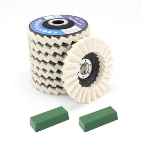 SCOTTCHEN 8 Pack Felt Flap Disc Abrasives 4-1/2" x 7/8" Arbor Buffing Polishing Wheel for Angle Grinder,with 2 Pack Fine Buffing Polishing Cutting Compounds Total 14 Oz.