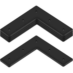 4 Pack 6" L Mending Plate Heavy Duty 6 x 1-5/8 inch Black Steel Flat Corner Brace Bracket with Holes, Thickness 5mm