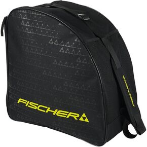 Fischer Unisex Alpine ECO Compact Easy-to-Fold Durable Rear Loading Winter Snow Sports Gear Accessories Snowboard/Ski Boot Bag with Adjustable Padded Shoulder Strap, Black/Yellow, 40x41x24 cm