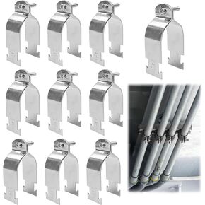 10 Set Tube Clamp Universal Strut Pipe Clamps, 2 Inch Wall Mount Conduit Clamps Tool with Bolt and Nut for Unistrut 4327 P1117, Galvanized Strut Channel Accessory (Silver)