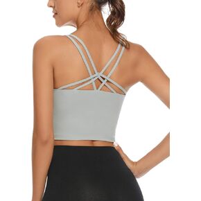 OVESPORT Sports Bra for Women Crop Tops Strappy Back Women Tank Tops Bulid in Bra Workout Light Support Yoga Bra Gym