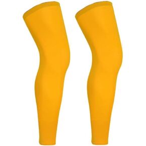 TREGOO Sports Compression Long Leg Sleeve UV Full Length Knee Sleeve for Men Women Youth Running Basketball Football Cycling (Yellow,Medium)