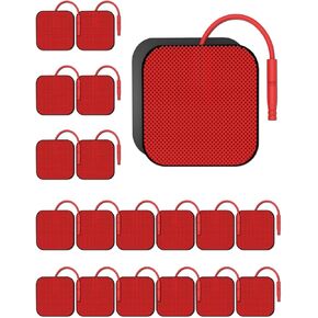 TENS Unit Electrode Pads with Reusable Self-Adhesive Performance, Replacement Pads Compatible with TENS Use 2mm Lead Wires Such as Brand TENS 7000/3000, AUVON, Neocarbon, Nicwell Care (RED)