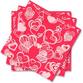 Gatherfun Valentine’s Day Party Disposable Napkins Heart Love Paper Napkins for Valentine's Day, Weddings, Engagements, Anniversaries, Bridal Showers, Birthday Party Supplies 3-Ply 50 Pack
