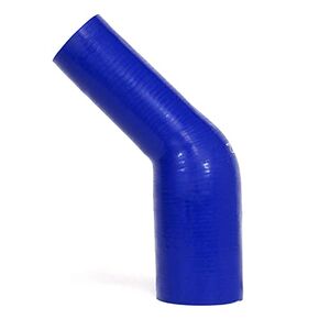 HPS 1-1/4" - 1-3/8" ID, Silicone 45 Degree Elbow Reducer Coupler Hose, High Temp 4-Ply Reinforced, Leg Length on Each Side: 4-1/2", 75 Psi Max. Pressure, SER-8912-BLUE, Silicone, Blue