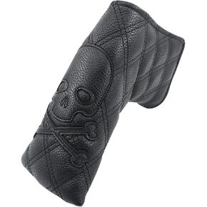 Skull and Crossbones Golf Club Skeleton Mallet Putter and Blade Putter Cover Magnetic Closure Synthetic PU Leather with Diamond Pattern Design