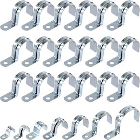Swpeet 30Pcs 1-1/2"(40mm) Zinc Plated One Hole EMT Pipe Strap Kit, Pipe Straps U Bracket Tube Strap Pipe Clamp 1 Hole Snap On Pipe Strap Conduit Clamps Tension Clips for Fixing EMT Conduit Pipe