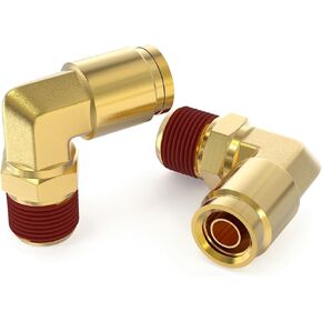 TAILONZ PNEUMATIC 1/2" Tube OD x 1/2" NPT Thread DOT Elbow Out Pipe Air Fittings, Straight Brass Push Type Air Brake Pipe Fittings for Cars, Trucks, Air Brake Systems, Etc. (Pack of 5)