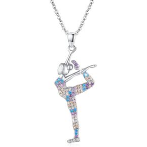 CUOKA MIRACLE Gymnastics Necklace 925 Sterling Silver Gymnastics Necklace Flipping Gymnast Team Sport Ballerina Gymnastics Jewelry Birthday Gifts for Women